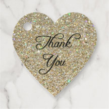 Gouden Glitter Hart Dank U voor de Tag