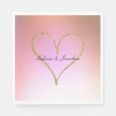 Gouden Glitter Hart Roze Ombre Servet (Voorkant)