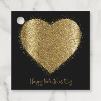 Gouden Glitter Hart Valentijnsdag Cadeau Favoriet Bedankjes Labels