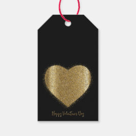 Gouden Glitter Hart Valentijnsdag Gift Label Cadeaulabel