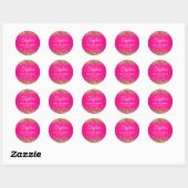 Gouden Glitter Heet Roze 50ste Verjaardag Ronde Sticker (Vel)