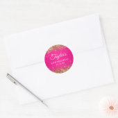 Gouden Glitter Heet Roze 50ste Verjaardag Ronde Sticker (Envelop)