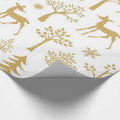 Gouden Glitter Herten en Bomen Cadeaupapier (Hoek)