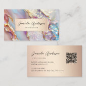 Gouden Glitter Holografische Opal Textures QR-code Visitekaartje (Voorkant / Achterkant)
