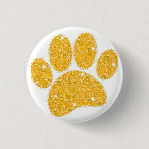 Gouden Glitter Hond Pawprint Ronde Button 3,2 Cm