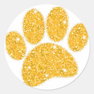 Gouden Glitter Hond Pawprint Ronde Sticker