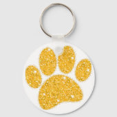 Gouden Glitter Hond Pawprint Sleutelhanger (Achterkant)