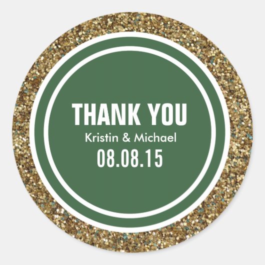 Gouden Glitter Hunter Groen Aangepast dank u Label (Voorkant)