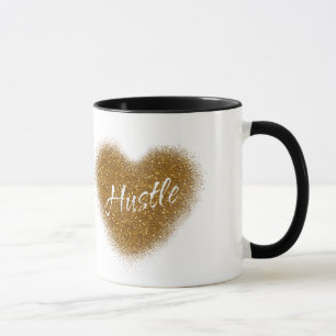 Gouden Glitter HUSTLE Hart Persoonlijke Koffiemok Mok