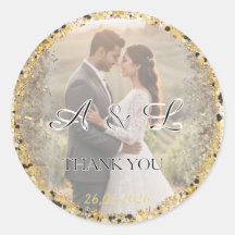 Gouden Glitter Huwelijksfoto A&L Favor