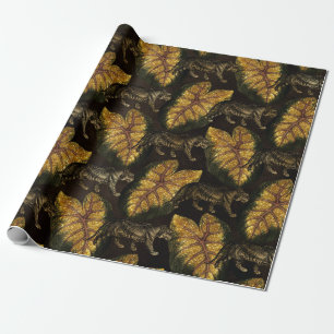 Gouden Glitter Jungle Tijger Patroon Cadeaupapier