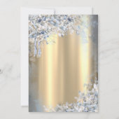 Gouden Glitter Jurk Blauwe Bloemen Quinceanera Kaart (Achterkant)