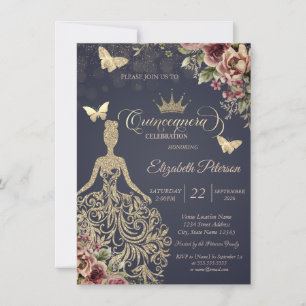 Gouden Glitter Jurk, Vlinder Bloemconfetti Kaart