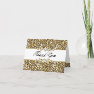 Gouden Glitter & Juwelen Bedankkaart