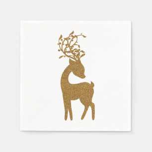 Gouden Glitter Kerst Reindeer Servetten