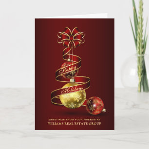 Gouden Glitter Kerstbal Zakelijke Groet Feestdagen Kaart