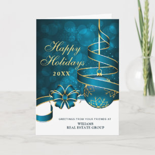 Gouden Glitter Kerstbal Zakelijke Groet Feestdagen Kaart