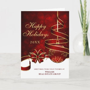 Gouden Glitter Kerstbal Zakelijke Groet Feestdagen Kaart