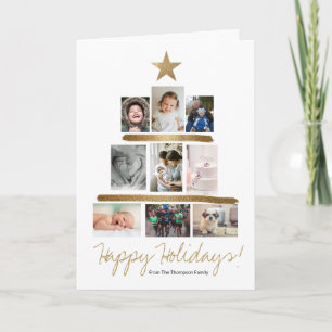 Gouden Glitter Kerstboom Multi Foto Kerstmis Feestdagen Kaart