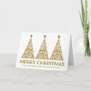 Gouden Glitter Kerstmis Zoon en Dochter in de Wet Feestdagen Kaart
