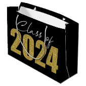 Gouden Glitter Klasse van 2024 Groot Cadeauzakje (Achterkant Gekanteld)