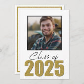 Gouden Glitter Klasse van 2025 Foto Aankondiging (Voorkant / Achterkant)