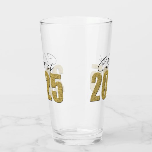 Gouden Glitter Klasse van 2025 Glas (Links)