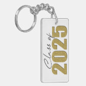 Gouden Glitter Klasse van 2025 Sleutelhanger (Voorkant Links)