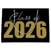 Gouden Glitter Klasse van 2026 Groot Cadeauzakje (Voorkant)