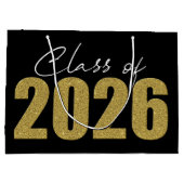 Gouden Glitter Klasse van 2026 Groot Cadeauzakje (Achterkant)