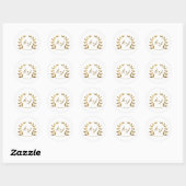 Gouden Glitter Krans Monogram Bruiloft Save the Da Ronde Sticker (Vel)