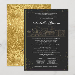 Gouden Glitter Las Vegas Quinceañera Verjaardag Kaart