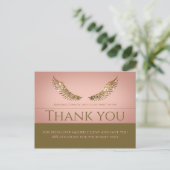 Gouden Glitter Lash Wings Bedankt Korting Roze Briefkaart (Staand voorkant)