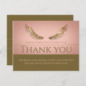 Gouden Glitter Lash Wings Bedankt Korting Roze Briefkaart (Voorkant / Achterkant)