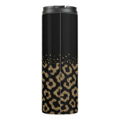 Gouden Glitter Leopard Print Rand Thermosbeker (Achterkant)