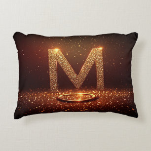Gouden Glitter Letter M Monogram Cadeau Accent Kussen