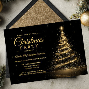 Gouden Glitter Lichtboom Kerstfeest Kaart