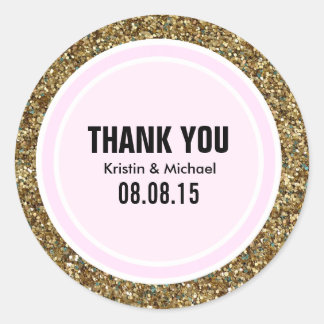 Gouden Glitter & Lichtroze Dank u Label