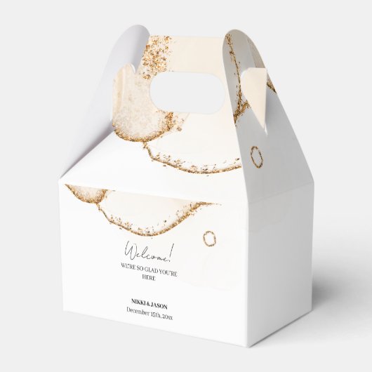 Gouden Glitter lijn Moderne minimale bruiloft Welk Bedankdoosjes (Achterkant)