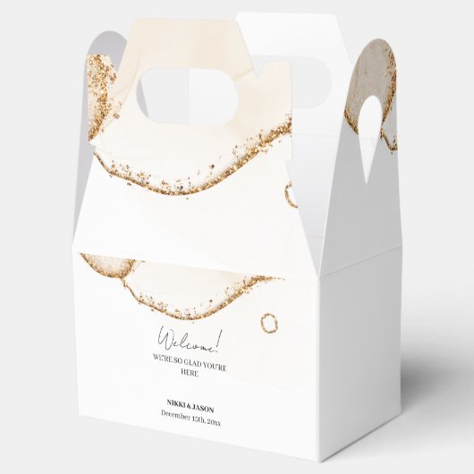 Gouden Glitter lijn Moderne minimale bruiloft Welk Bedankdoosjes (Geopend)