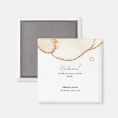 Gouden Glitter lijn Moderne minimale bruiloft Welk Magneet (Voorkant / Achterkant)