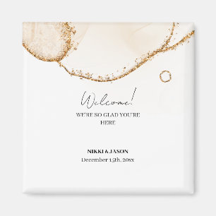 Gouden Glitter lijn Moderne minimale bruiloft Welk Magneet