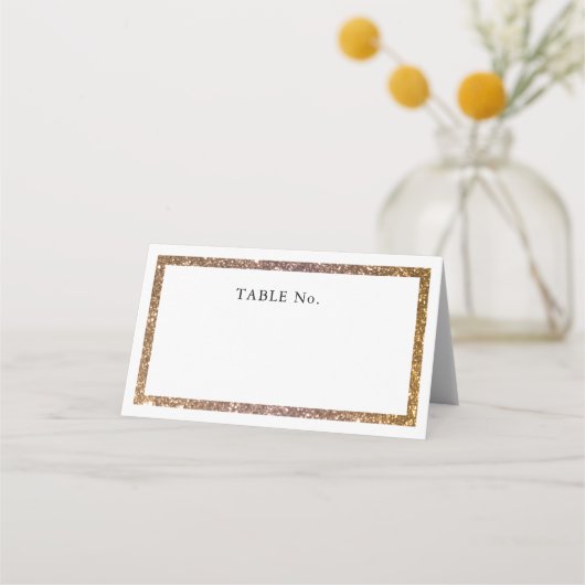 Gouden Glitter Lijst Blank Place Card (Voorkant)