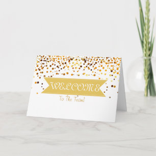Gouden Glitter Lint met witte rand Welkom Kaart