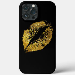 Gouden Glitter Lippen iPhone 13 Pro Max Hoesje