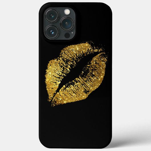 Gouden Glitter Lippen Case-Mate iPhone Case (Achterkant)