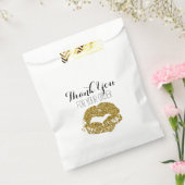 Gouden Glitter Lippen Dank u Tas Bedankzakje (Gezegeld)