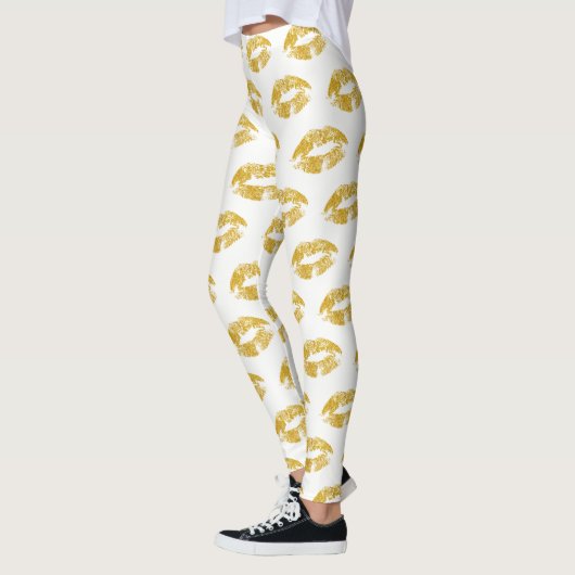 Gouden Glitter Lips Patroon Leggings (Links)