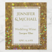 Gouden Glitter Look Wijnlabel Wijn Etiket (Enkel label)