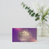 Gouden Glitter Lotus Violet Visitekaartje (Staand voorkant)